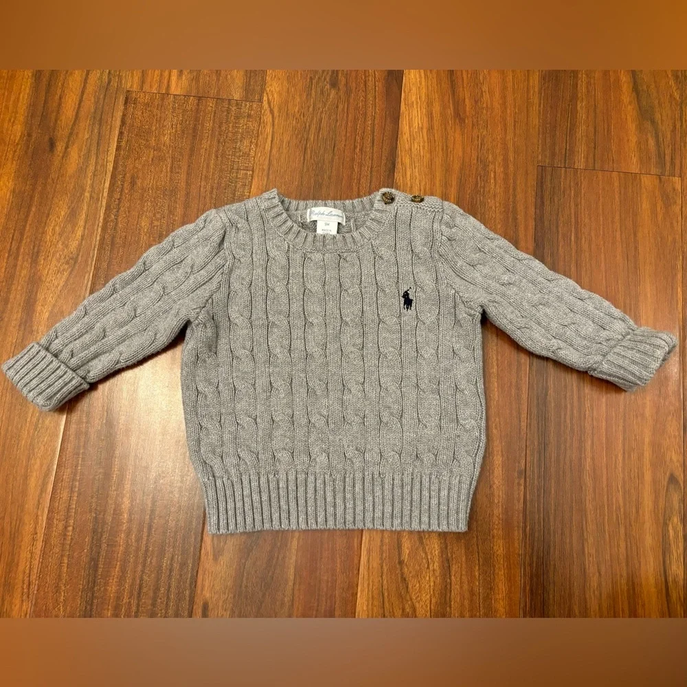 Ralph Lauren grey cable knit sweater